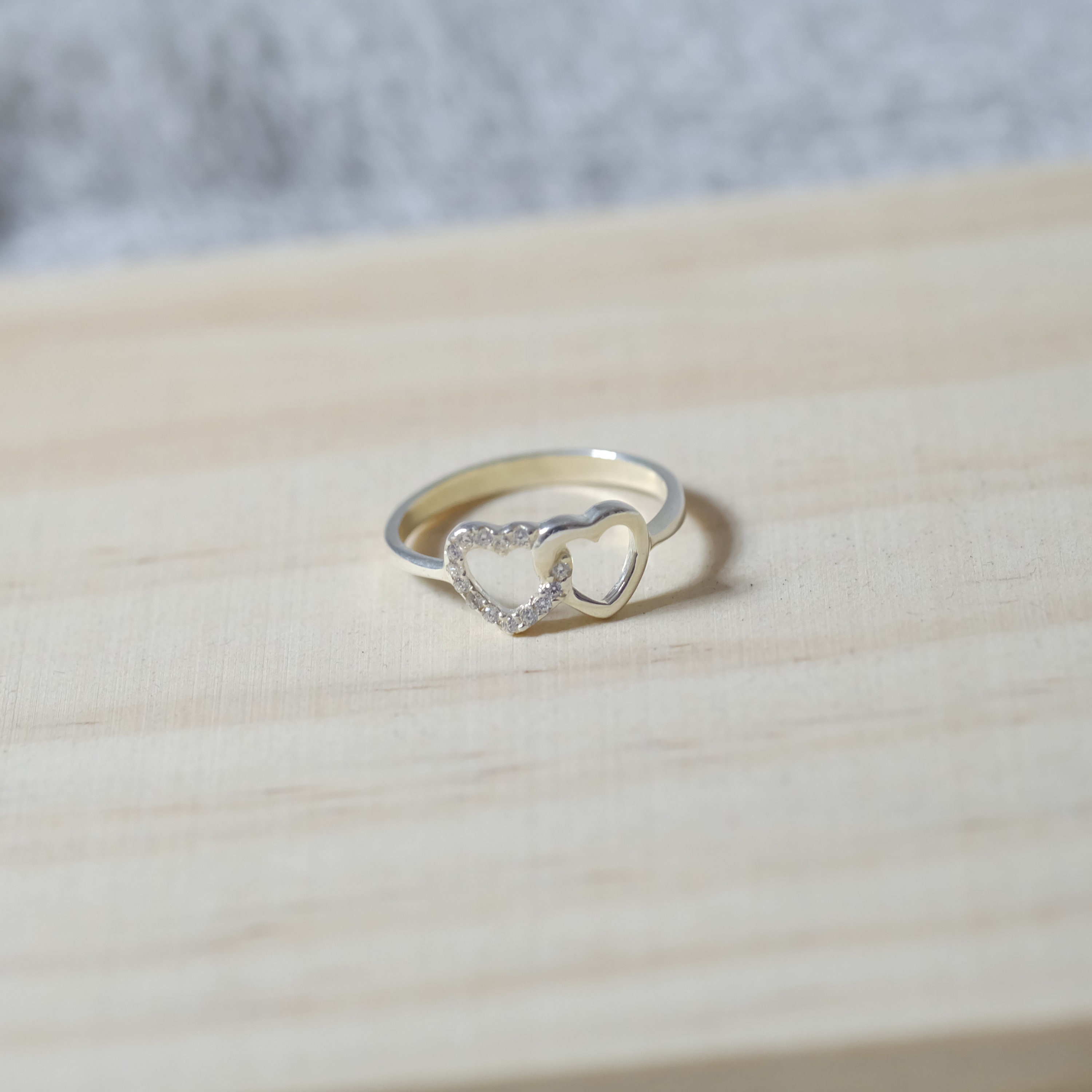 Sterling Silver Double Heart CZ Ring,women's Gift,interwined