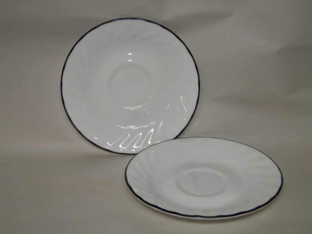 Set of 2 Corning Corelle ENHANCEMENTS BLACK Swirl Pattern Saucers - Etsy