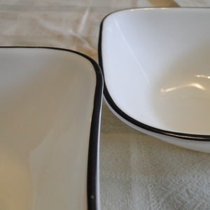Set of 2 Corning Corelle SIMPLE LINES & OTHERS Pattern Square Soup ...