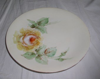 Antique Favorite Bavaria Hand-Painted Yellow Rose 8-1/2" Collector's Plate