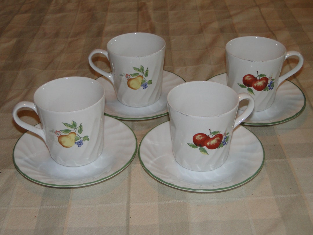 Lot of 4 Corning Corelle CHUTNEY Pattern Cup & Saucer Sets 8 Pieces - Etsy