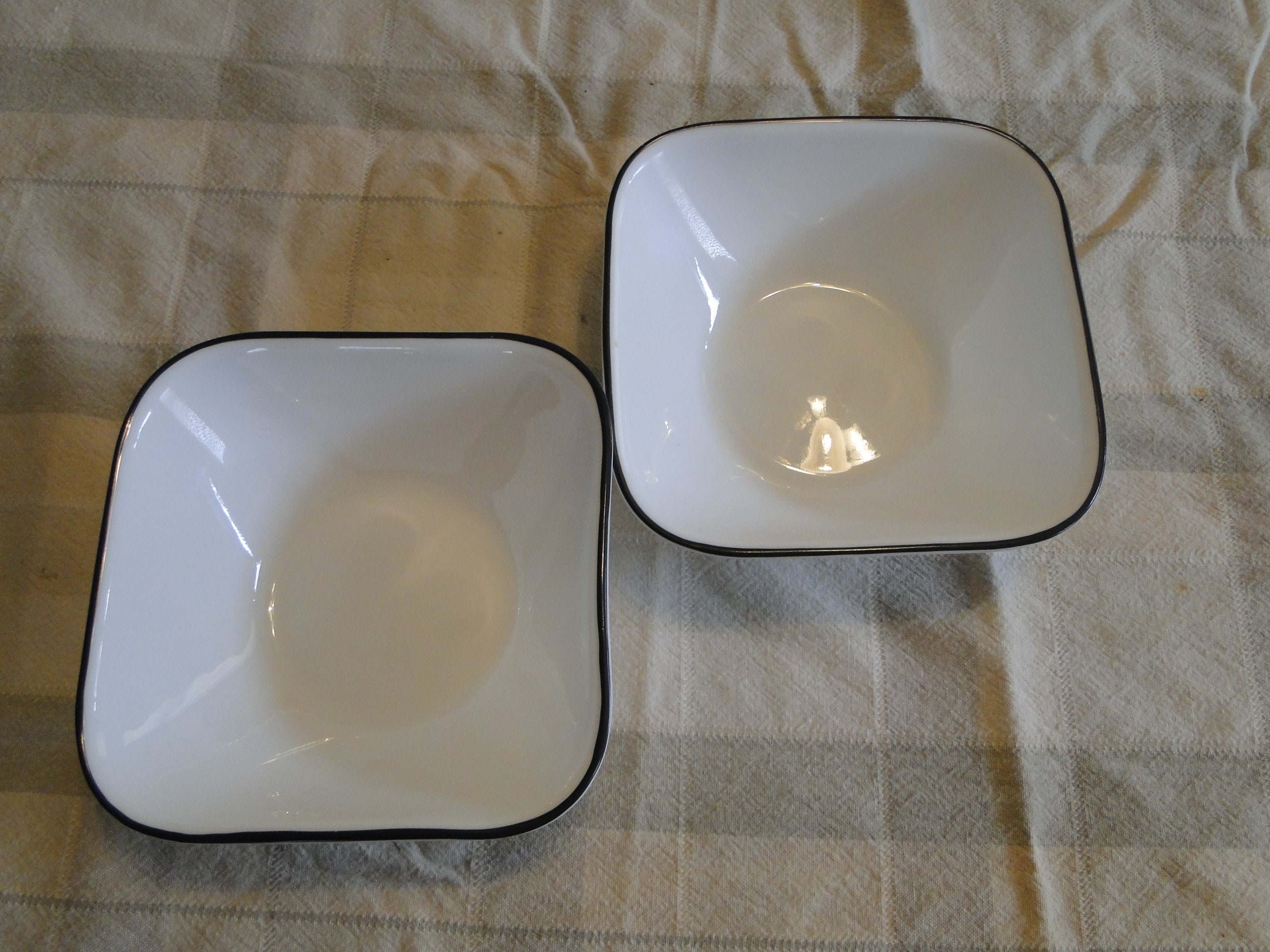 Set of 2 Corning Corelle SIMPLE LINES & OTHERS Pattern Square Soup ...