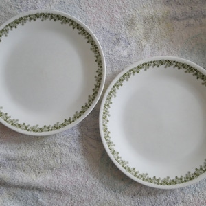 Set of 2 Corning Corelle SPRING BLOSSOM GREEN Pattern 10-1/4&quot; Dinner Plates