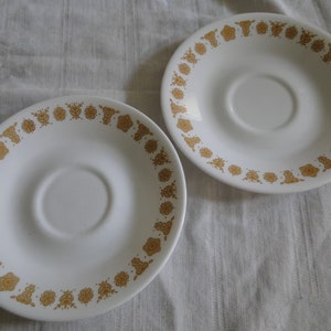 Set of 2 Corning Corelle BUTTERFLY GOLD Pattern Saucers