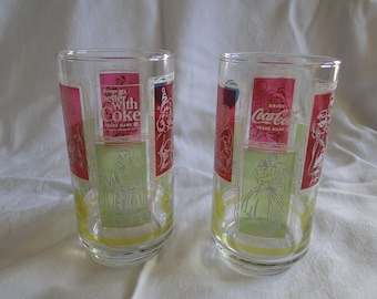 Set of 2 Mid-Century Libbey &quot;Things Go Better With Coke&quot; Coca-Cola Glasses
