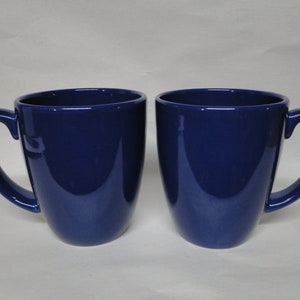 Set of 2 Corning Corelle Livingware DARK BLUE Stoneware 11oz Mugs