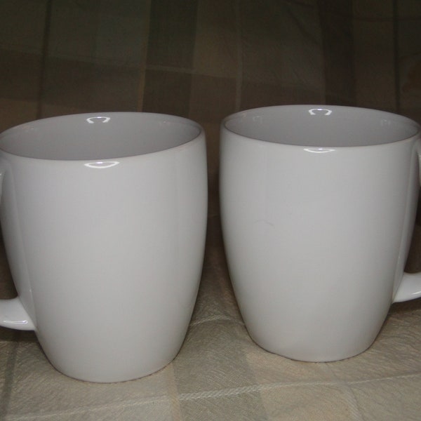 Set of 2 Corning Corelle Livingware WHITE Stoneware 11oz Mugs