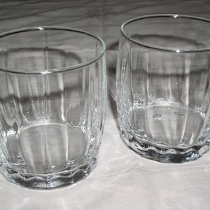 Set of 2 Clear Glass Panel Optic 12oz Old Fashioned / Rocks Tumblers