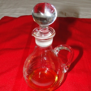 Clear Etched Floral Pattern Blown Glass Liquor Decanter / Carafe