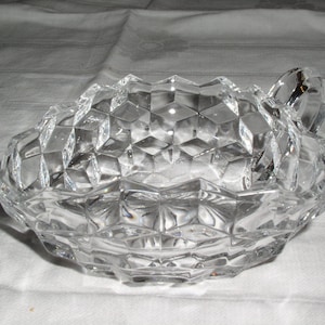 Fostoria AMERICAN Pattern Clear Triangular Handled Nappy Bowl