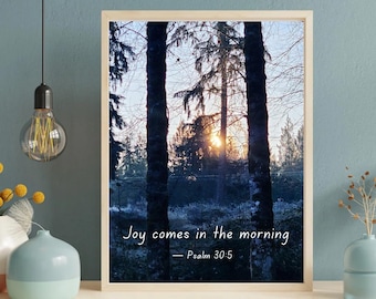 Psalm 30:5 Sunrise Print – Christian Encouragement Scripture Wall Art (Digital Download)