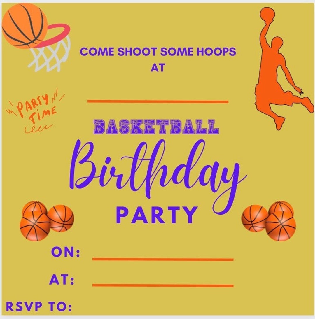Basketball Birthday Party Invitations Boys Girls Celebrate Sports Etsy