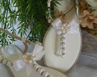 Rhinestones & Pearl Handmade/Custom Wedding  Sandal