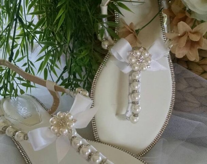 The Perfect Wedding or Prom Wedge with Rhinestone and Pearl Accents and a Buckle Ankle Strap main image 0