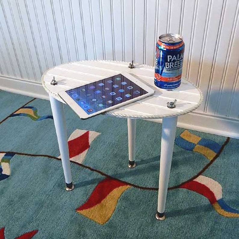 White Porch Table Beach House Coffee Ocean Coastal Image 0