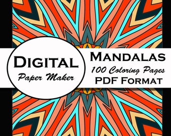 Mandala da colorare per adulti e adolescenti / Pagine da colorare digitali stampabili (download immediato in PDF)