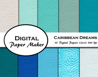 Disegni di carta Caribbean Dreams da utilizzare per la prenotazione di rottami, clipart, sfondi, inviti e altro ancora. Download istantaneo.