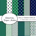 Kelly Green and Navy Digital Paper Designs that can be used for scrapbooking, clipart, backgrounds, invitations, and more. Instant download.