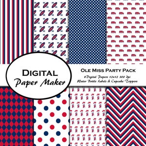 Ole Miss Party Pack für Scrapbooking, Clipart, Hintergründe, Einladungen, Partyzubehör und vieles mehr! Sofortiger Download.