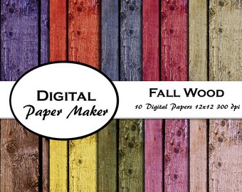 Wood Texture Digital Paper Designs in Fall Colors that can be used for scrap booking, backgrounds, invitations and more. Instant download.