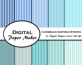 Caraibi ispirato strisce carta disegni da utilizzare per la prenotazione di rottami, clipart, sfondi, inviti e altro. Download immediato.