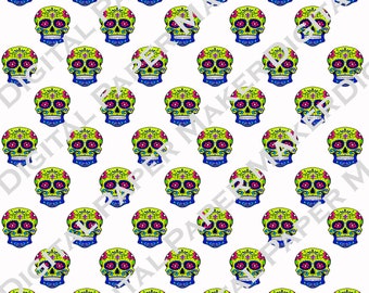 Day of the Dead Skull Pattern Seamless File 12x12 JPG, PNG and PDF files 300 dpi.  Instant downloadable digital file.