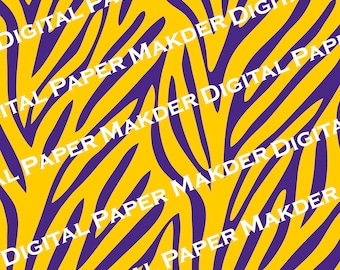 File con motivo tigre viola e gialla 12x12 file JPG, PNG e PDF 300 dpi. File digitale scaricabile immediatamente.