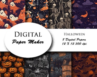 Seamless Halloween Digital Paper to use for scrapbooking, clipart, backgrounds, invitations, party supplies and more. Instant download.