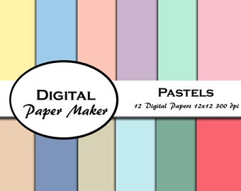 Carte digitali dai colori pastello per scrapbooking, sfondi, inviti, lavori creativi, confezioni regalo e altro ancora. Download immediato.