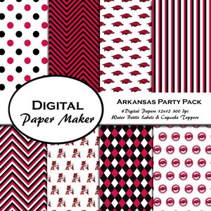 Arkansas Razorbacks Party Pack to use for scrapbooking, clipart, backgrounds, invitations, party supplies and more. Instant download.