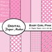Baby Girl Pink Digital Paper Designs that are great for scrap booking, backgrounds, invitations, baby showers and more. Instant download.