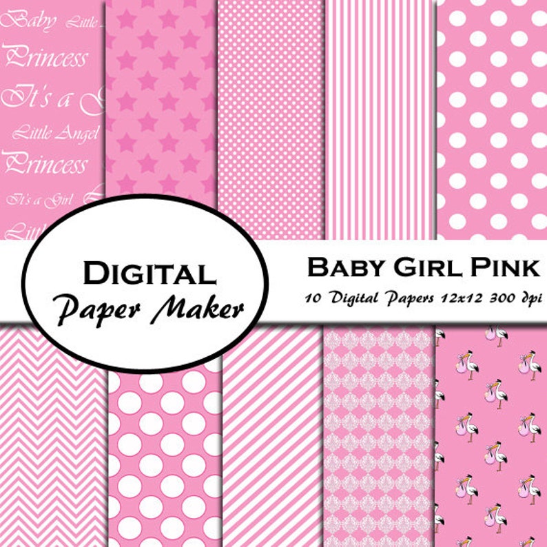 Baby Girl Pink Digital Paper Designs That Are Great for Scrap Etsy