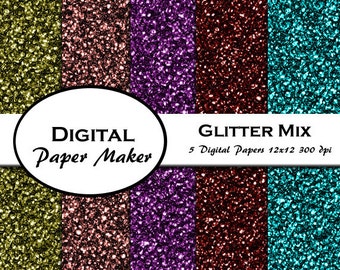 Glitter Style Digital Paper for scrapbooking, backgrounds, invitations, crafting, small gift wrapping and more. Instant download.