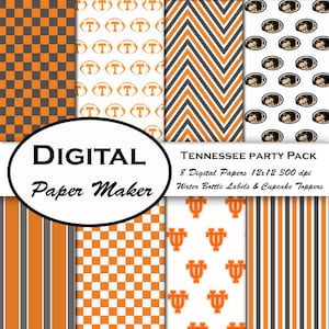 Tennessee Volunteers-feestpakket voor scrapbooking, clipart, achtergronden, uitnodigingen, feestartikelen en meer. Direct downloaden.