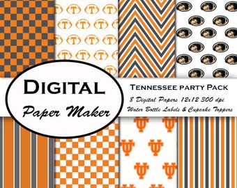 Tennessee Volunteers Party Pack to use for scrapbooking, clipart, backgrounds, invitations, party supplies and more. Instant download.