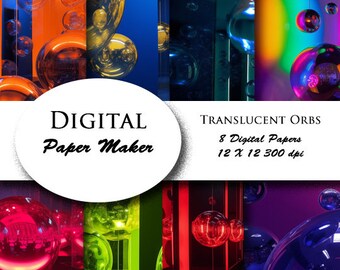 Carta digitale Translucent Orbs da utilizzare per scrapbooking, clipart, sfondi, inviti, articoli per feste e altro ancora. Download istantaneo.