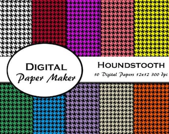 Multi-Color Houndstooth Paper Designs to use for scrap booking, clipart, backgrounds, invitations, and more. Instant download.