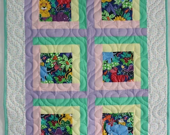 Baby Quilt with Animals, Baby Blanket, Handmade Quilt, Crib Blanket, Baby Shower Gift, Crib Quilt, Boy Quilt, Girl Quilt, Baby Quilt