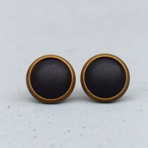 Black stud earrings ~ Mini earrings with black, matte gemstone ~ Basic earrings