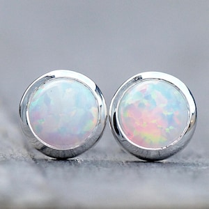 Opal earrings - 925 silver with white opal