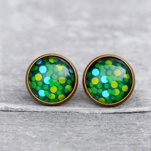 Greenery // Earrings with green patterns // Glass jewelery image 4