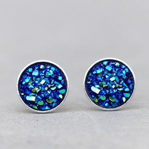 Sterling Silver Stud Earrings ~ Druzy Studs