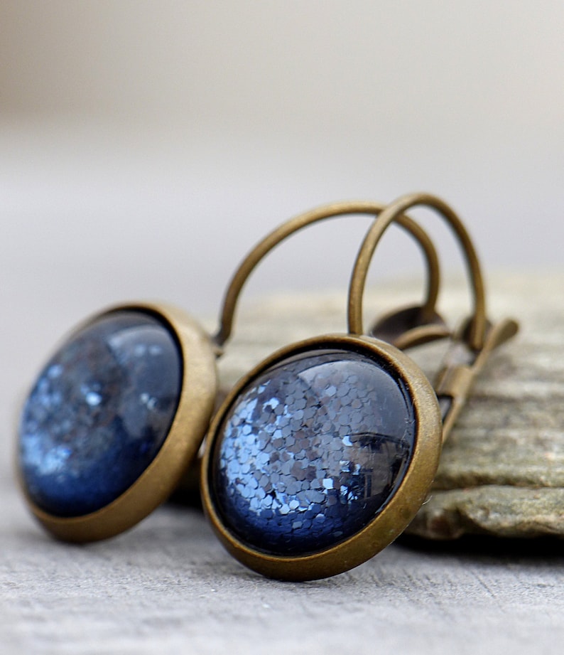 Blue Glitter Earrings image 3