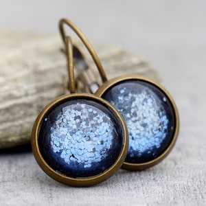 Blue Glitter Earrings image 1