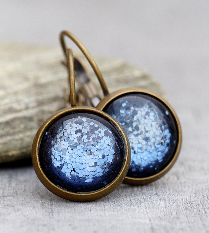 Blue Glitter Earrings image 1