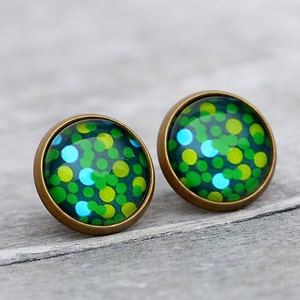 Greenery // Earrings with green patterns // Glass jewelery image 2