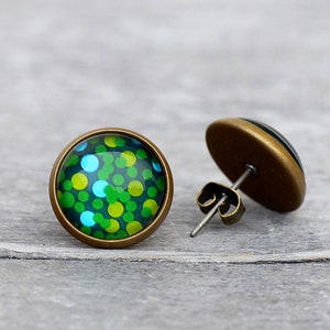 Greenery // Earrings with green patterns // Glass jewelery image 3