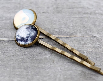 Hairpins Set "Emmenez-moi à la lune" - la lune et le système solaire