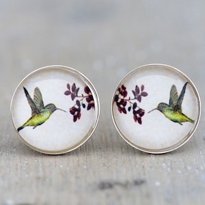 925 Silver Stud Earrings ~ Hummingbird