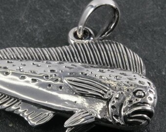 Fish, dorado, dolphinfish, Coryphaena hippurus, silver, pendant